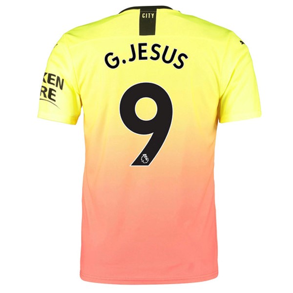 Trikot Manchester City NO.9 G.Jesus Ausweich 2019-20 Orange Fussballtrikots Günstig